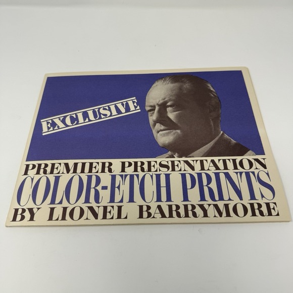Set of 4 Vintage Gold Foil Etching Art by Lionel Barrymore